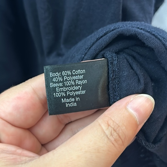 Like New Blouson Sleeve Henley Embroidered Top “Night Sky” - Picture 7 of 8